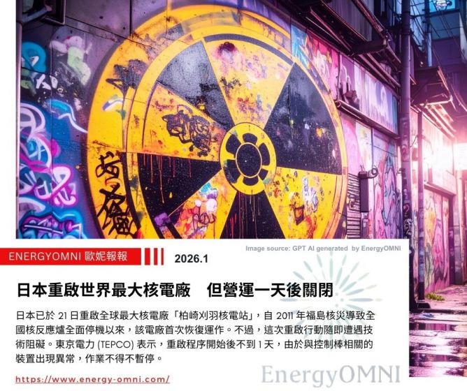 歐妮報報｜日本重啟世界最大核電廠　但營運一天後關閉